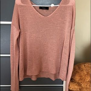 FOREVER 21 OFF THE SHOULDER PINK SWEATER